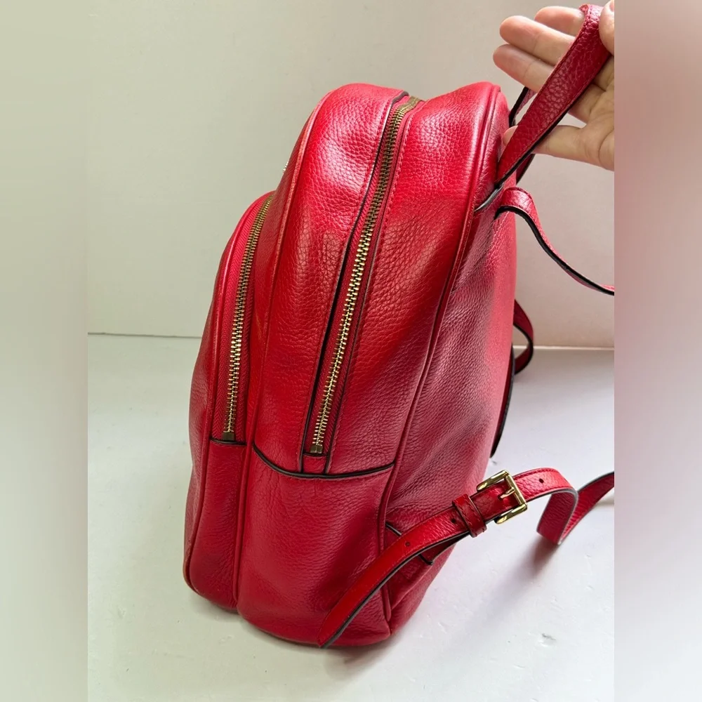 Michael Kors Backpack Abbey Medium Bag Red Pebbled Leather